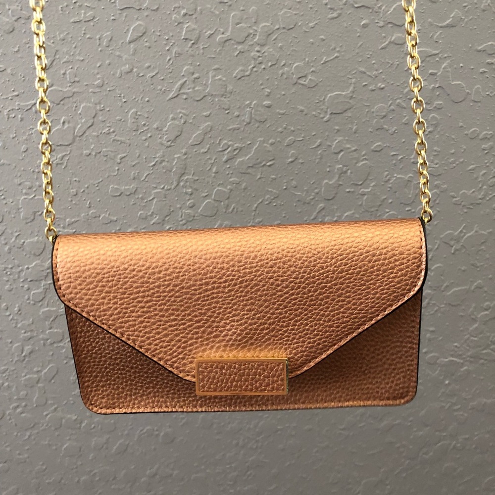 Over the shoulder pinky champagne color purse
